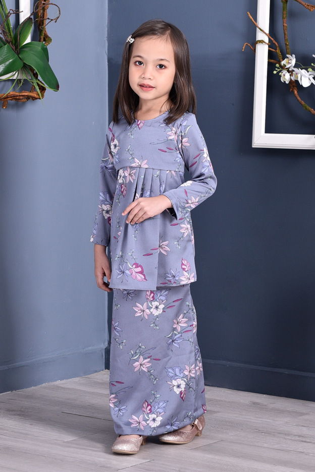 Baju Kurung Pleated Ruby Kids - Periwinkle Blue