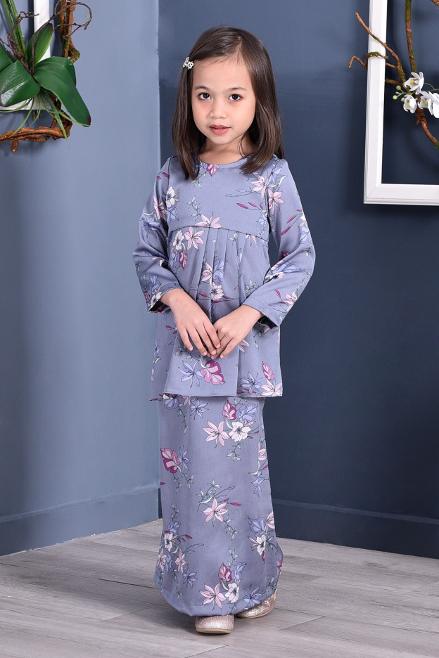Baju Kurung Pleated Ruby Kids - Periwinkle Blue