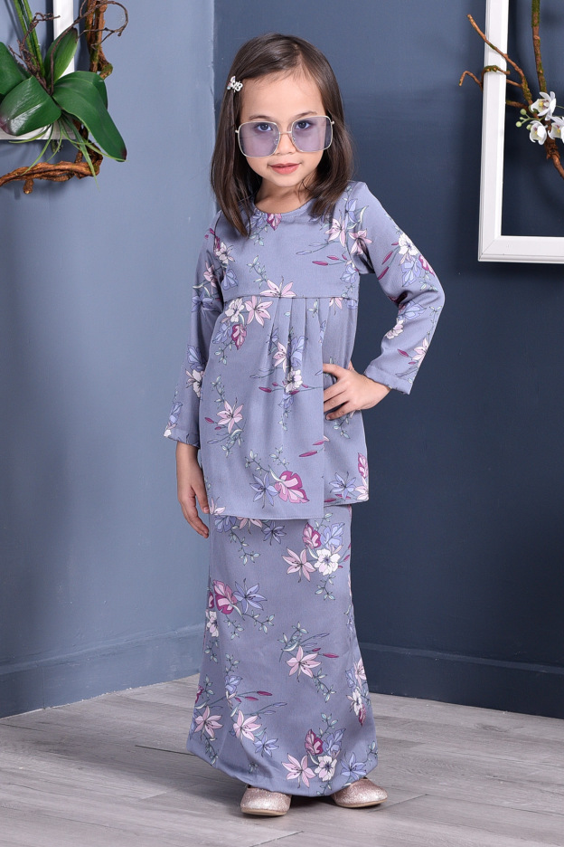 Baju Kurung Pleated Ruby Kids - Periwinkle Blue