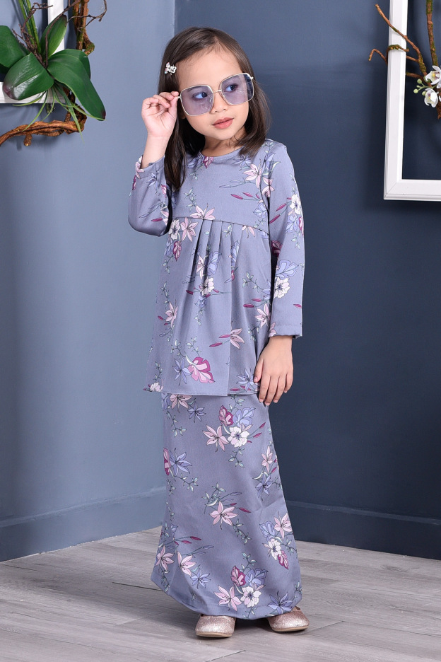 Baju Kurung Pleated Ruby Kids - Periwinkle Blue