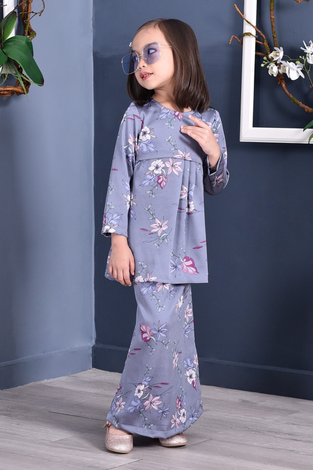 Baju Kurung Pleated Ruby Kids - Periwinkle Blue