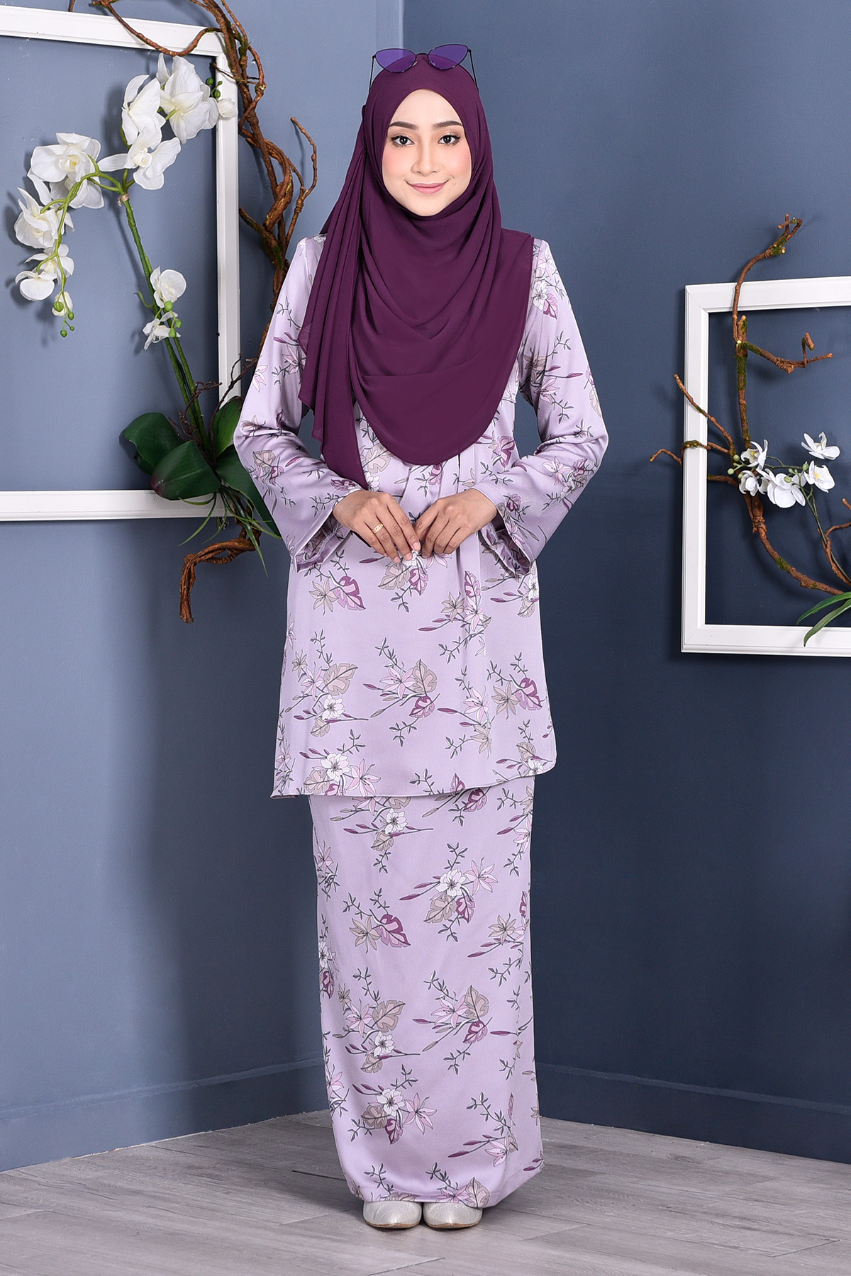 Baju Kurung Pleated Ruby - Lilac Purple