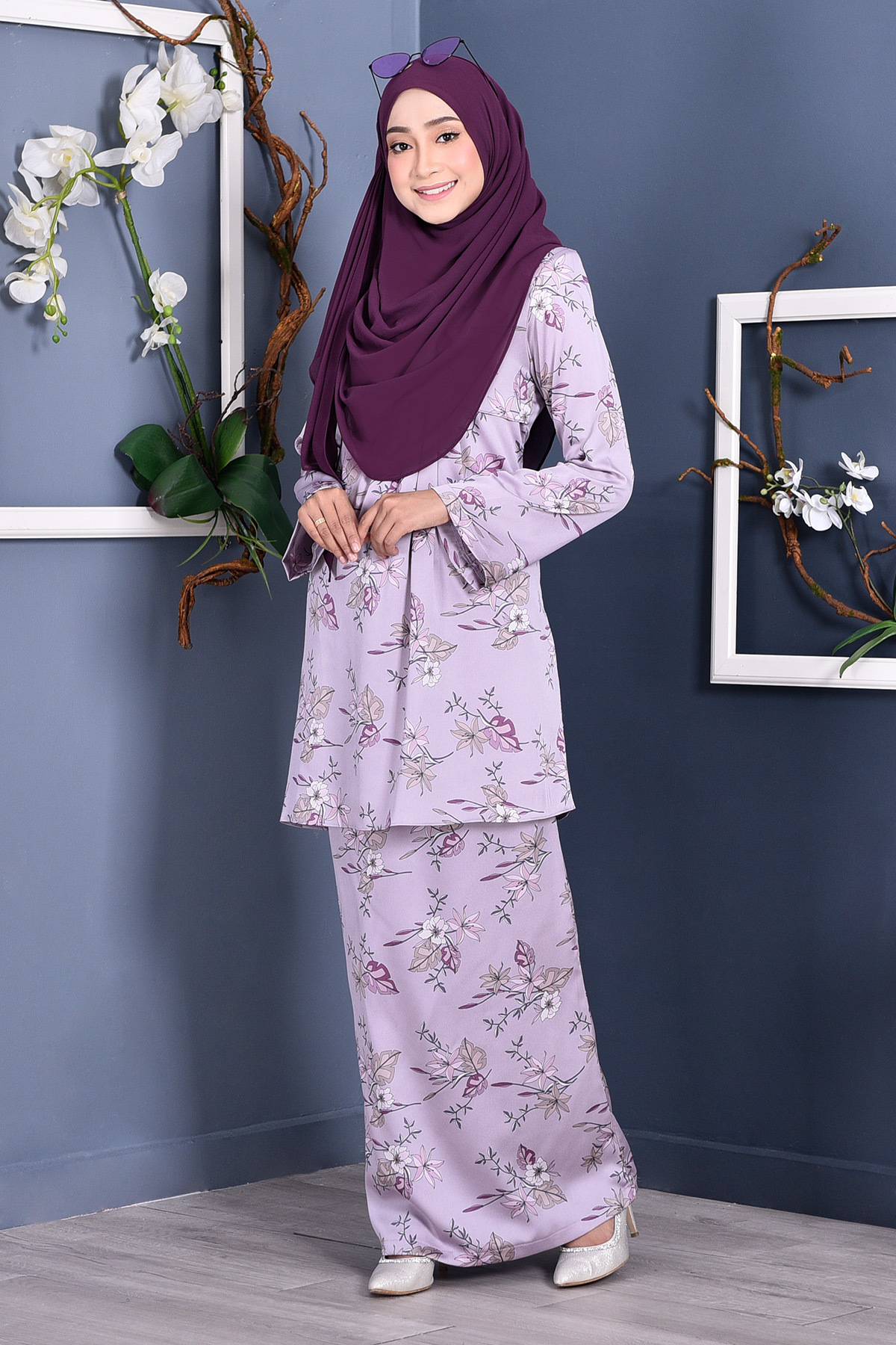 Baju Kurung Pleated Ruby - Lilac Purple