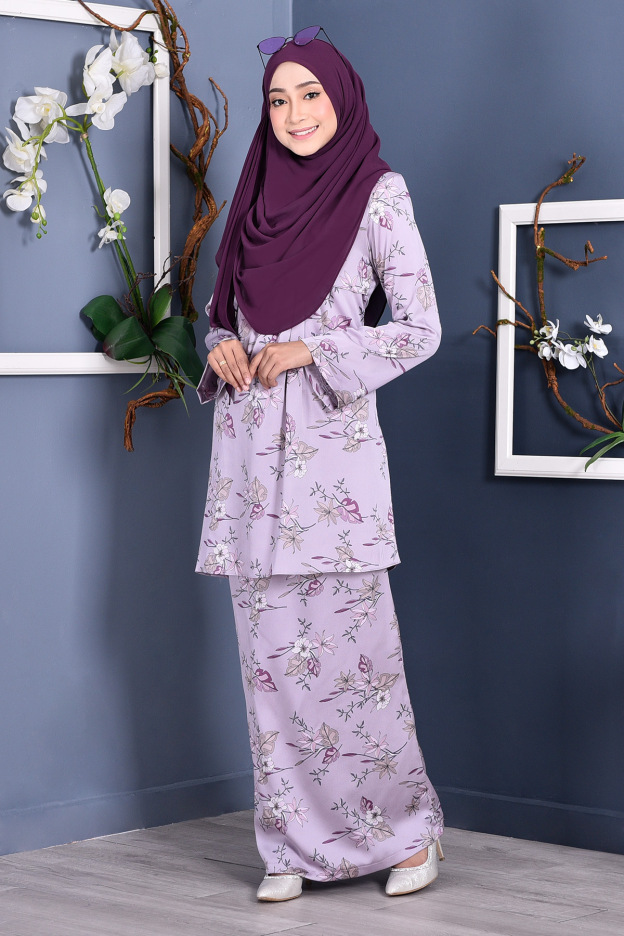 Baju Kurung Pleated Ruby - Lilac Purple