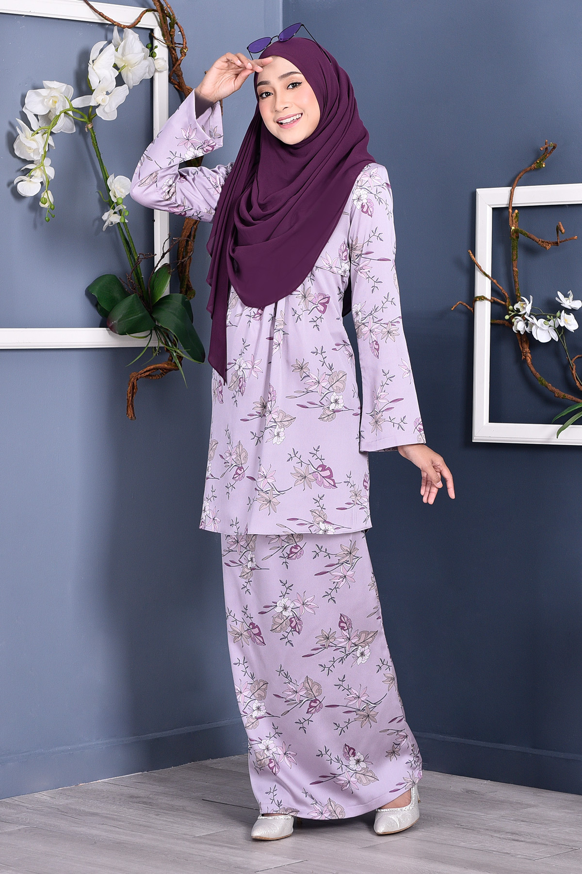 Baju Kurung Pleated Ruby - Lilac Purple
