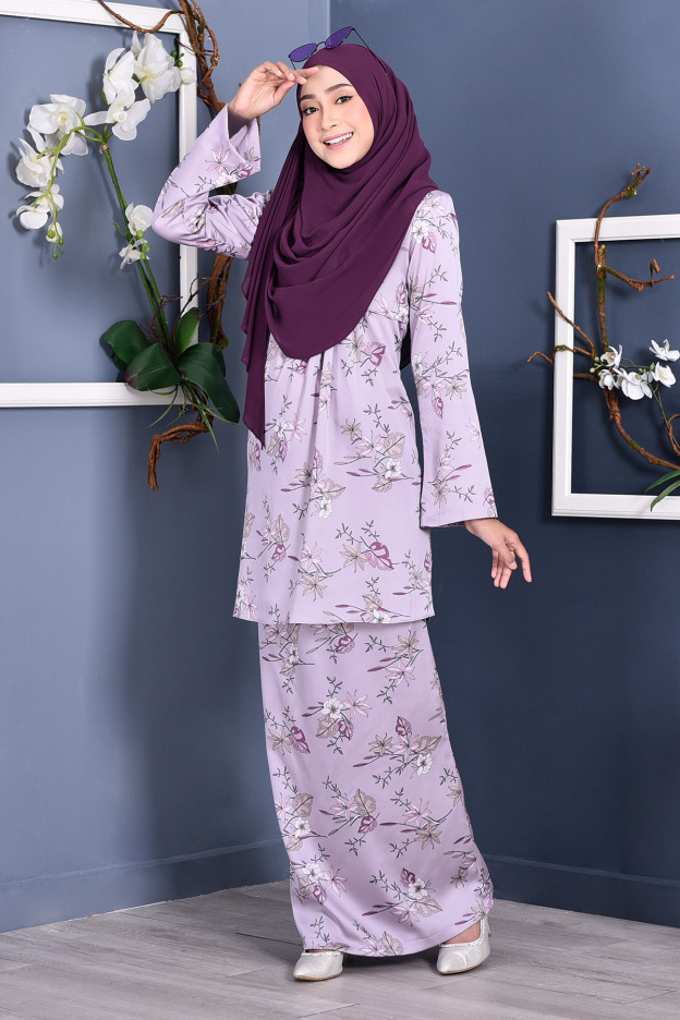 Baju Kurung Pleated Ruby - Lilac Purple