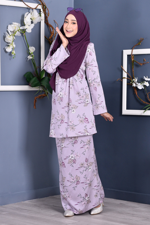 Baju Kurung Pleated Ruby - Lilac Purple