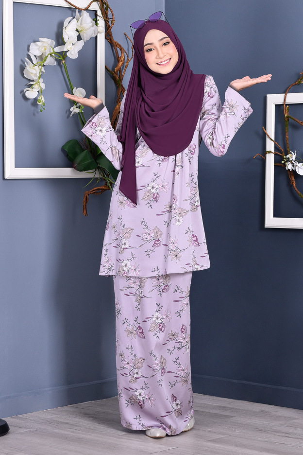 Baju Kurung Pleated Ruby - Lilac Purple