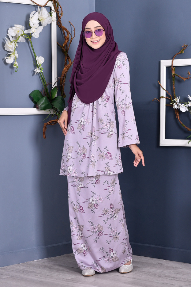 Baju Kurung Pleated Ruby - Lilac Purple