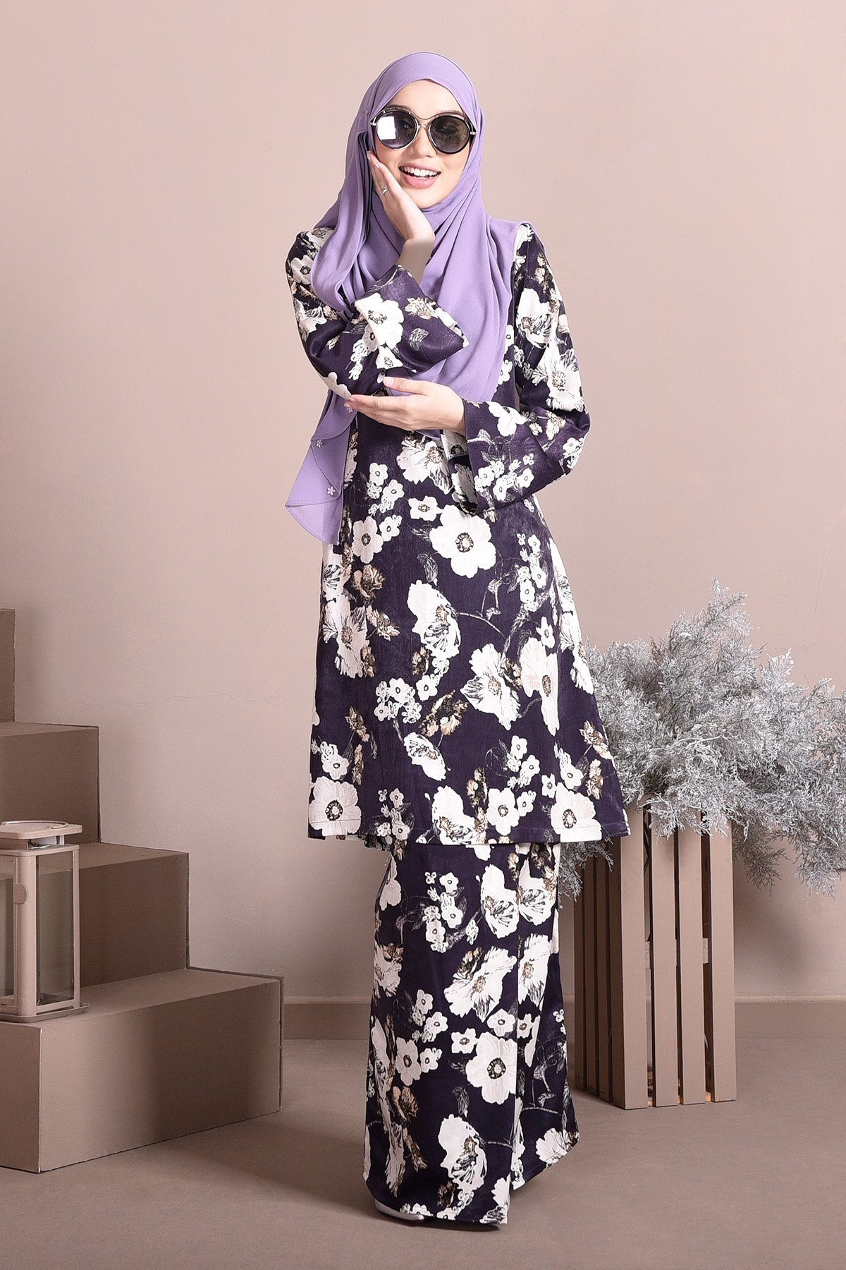 Baju Kurung Puteri Pahang Paula - Purple Plum
