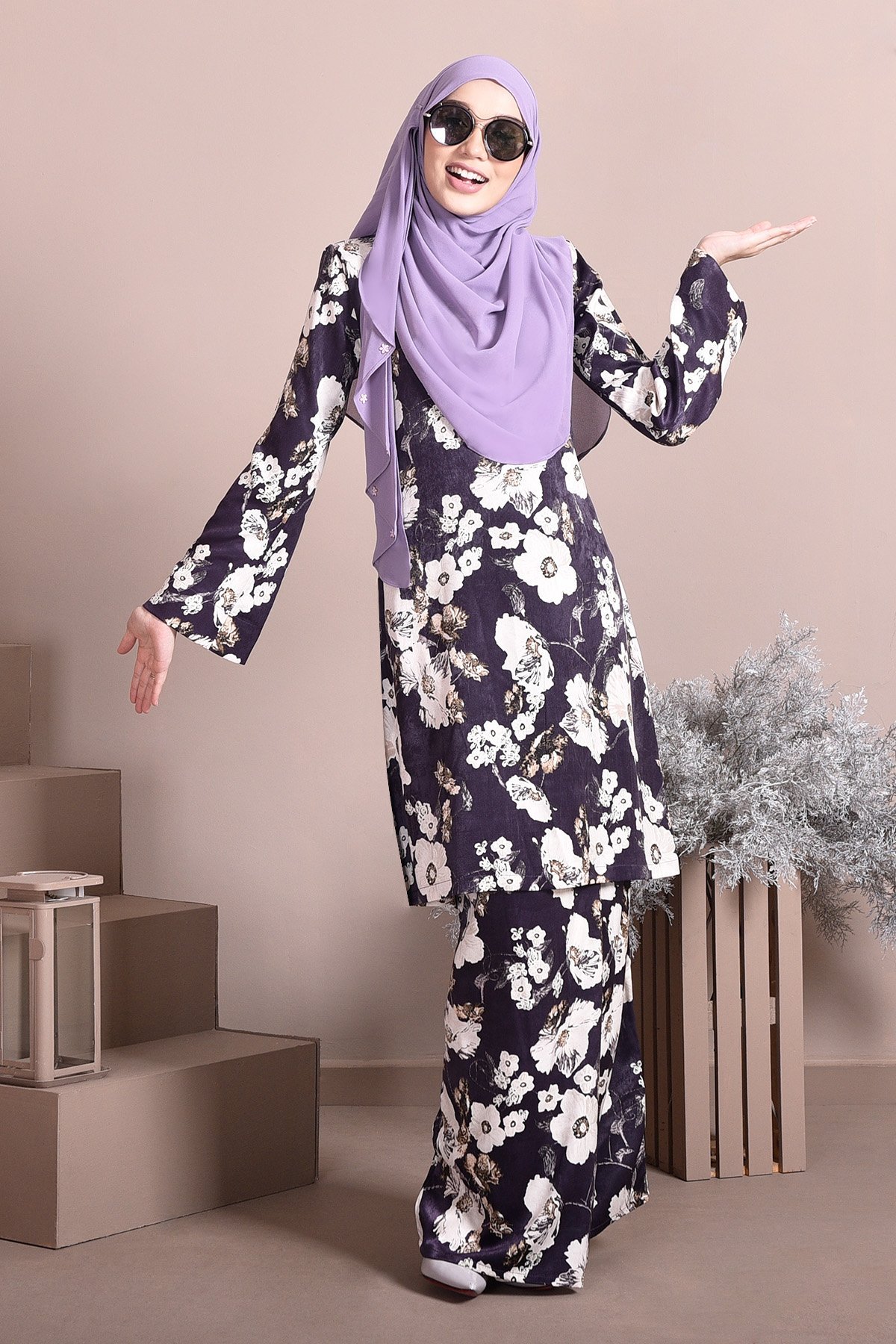 Baju Kurung Puteri Pahang Paula - Purple Plum