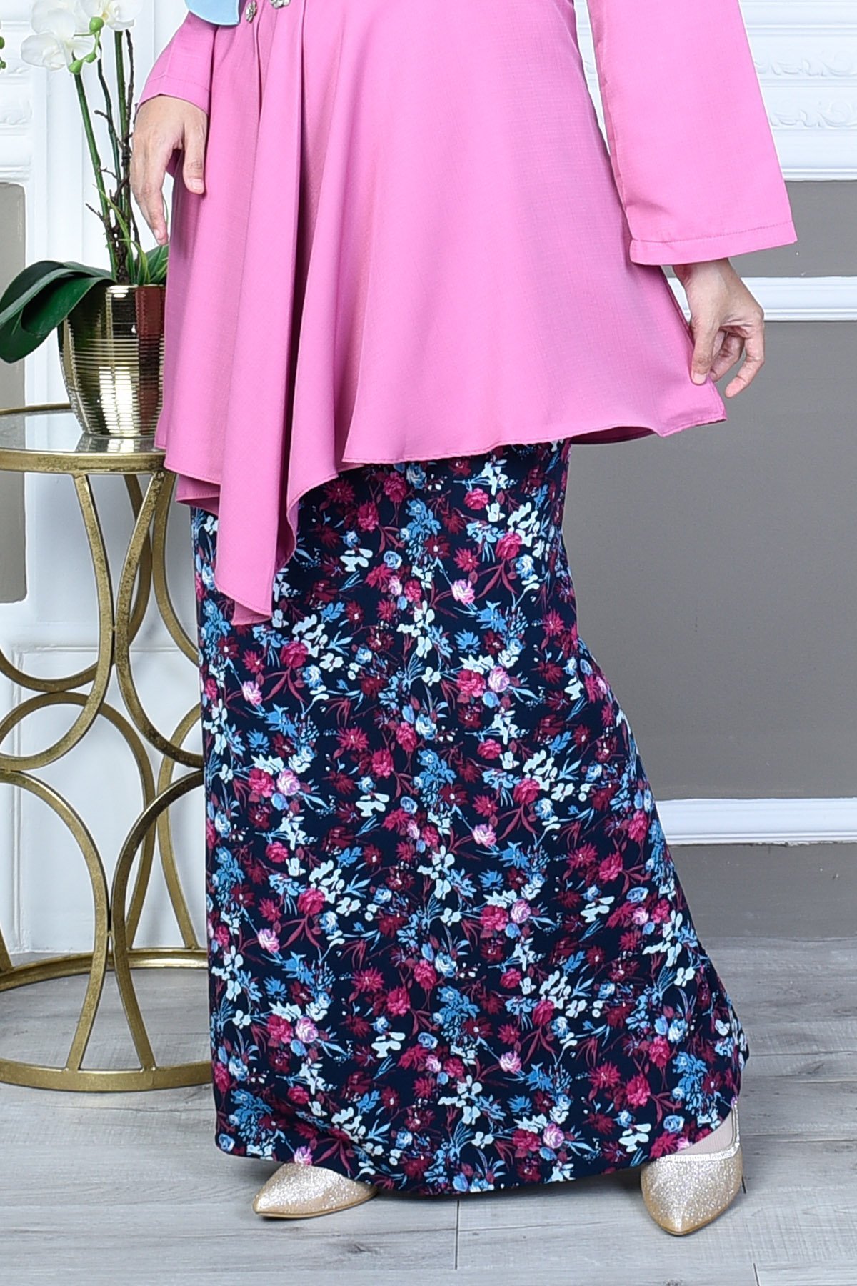 Baju Kurung Seroja - Aqua Pink