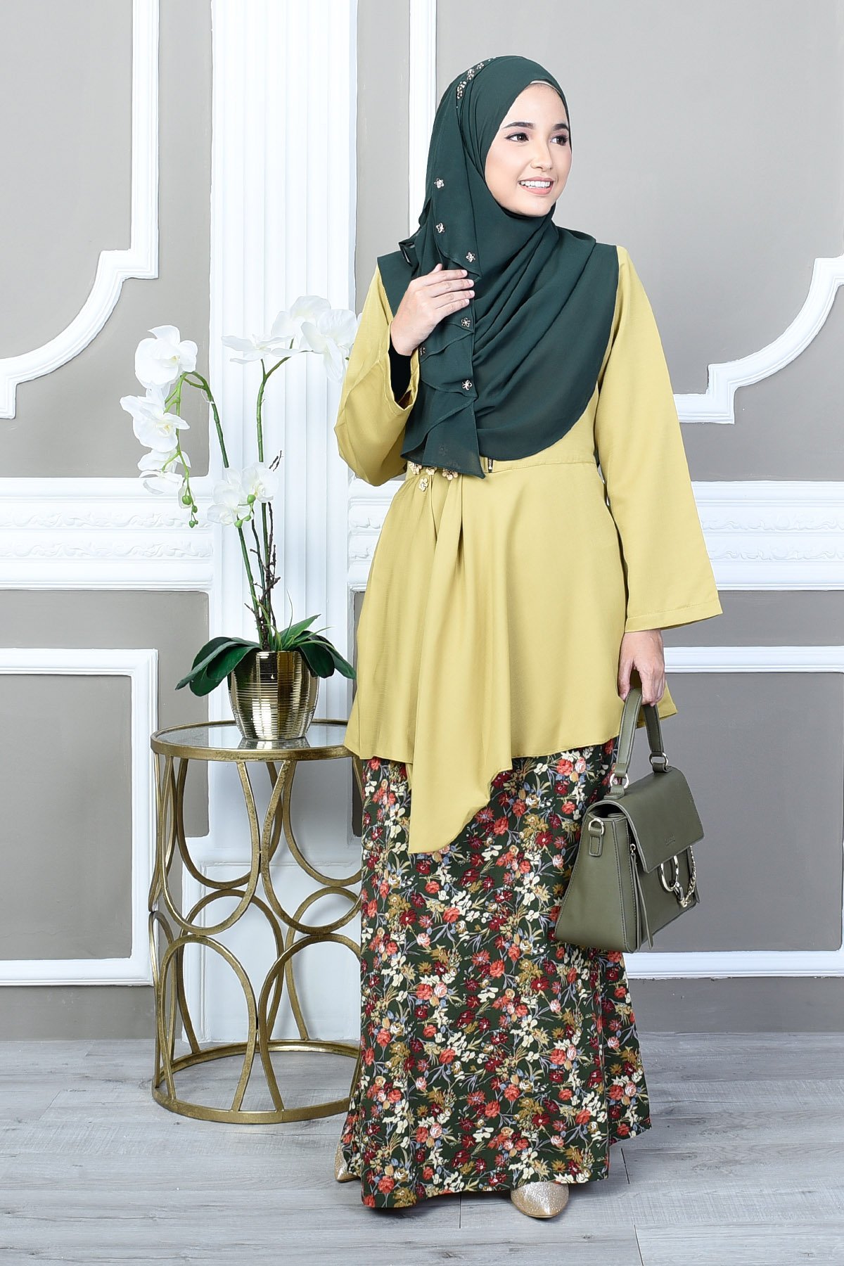 Baju Kurung Seroja - Ripe Lime