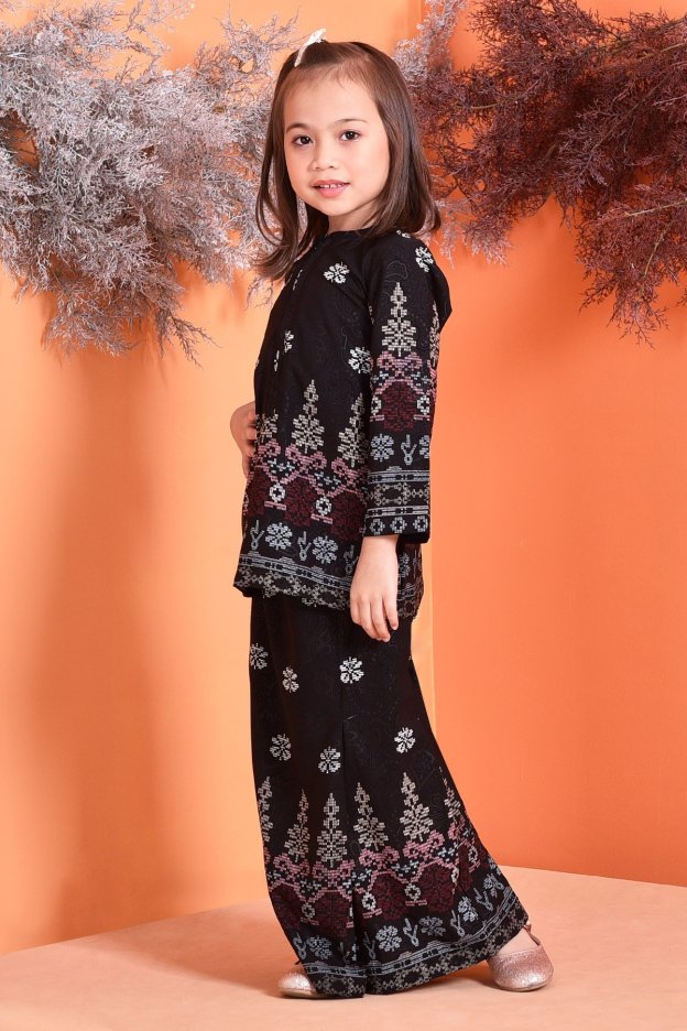 Baju Kurung Songket Amelia Kids - Black