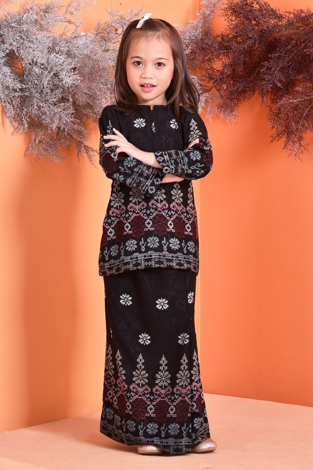 Baju Kurung Songket Amelia Kids - Black