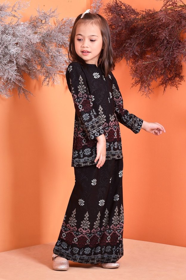Baju Kurung Songket Amelia Kids - Black
