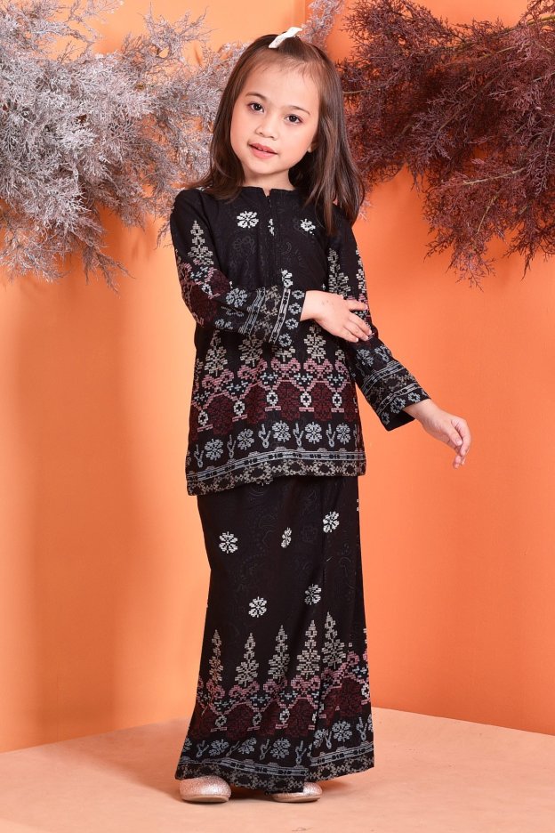 Baju Kurung Songket Amelia Kids - Black