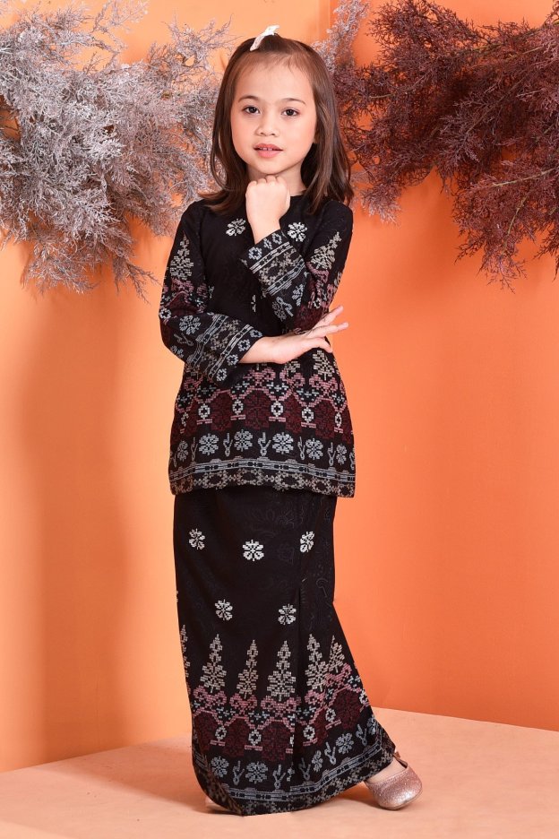 Baju Kurung Songket Amelia Kids - Black