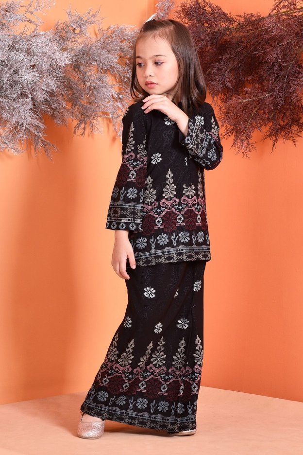 Baju Kurung Songket Amelia Kids - Black