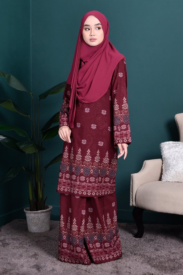 Baju Kurung Songket Amelia - Maroon