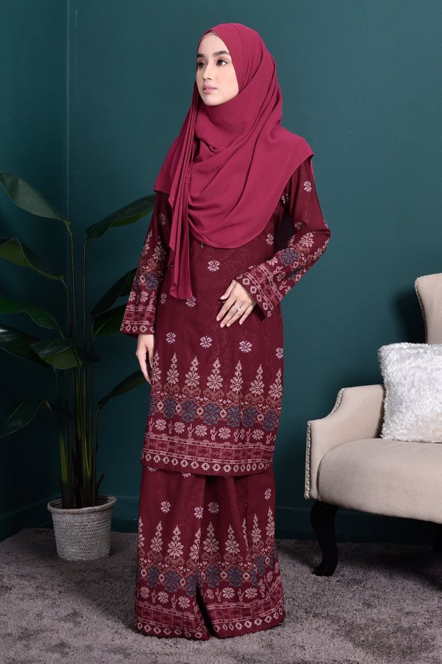 Baju Kurung Songket Amelia - Maroon