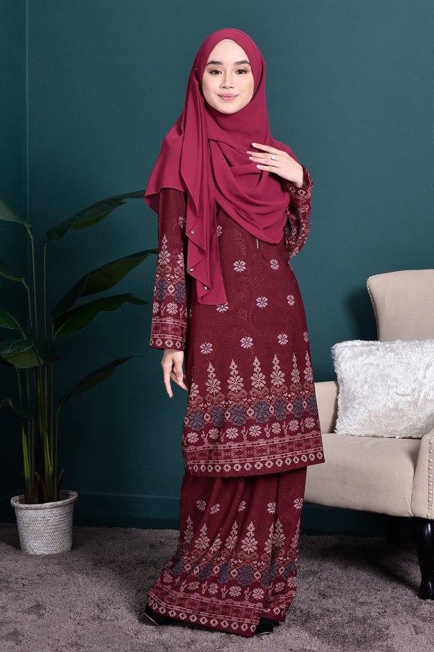 Baju Kurung Songket Amelia - Maroon