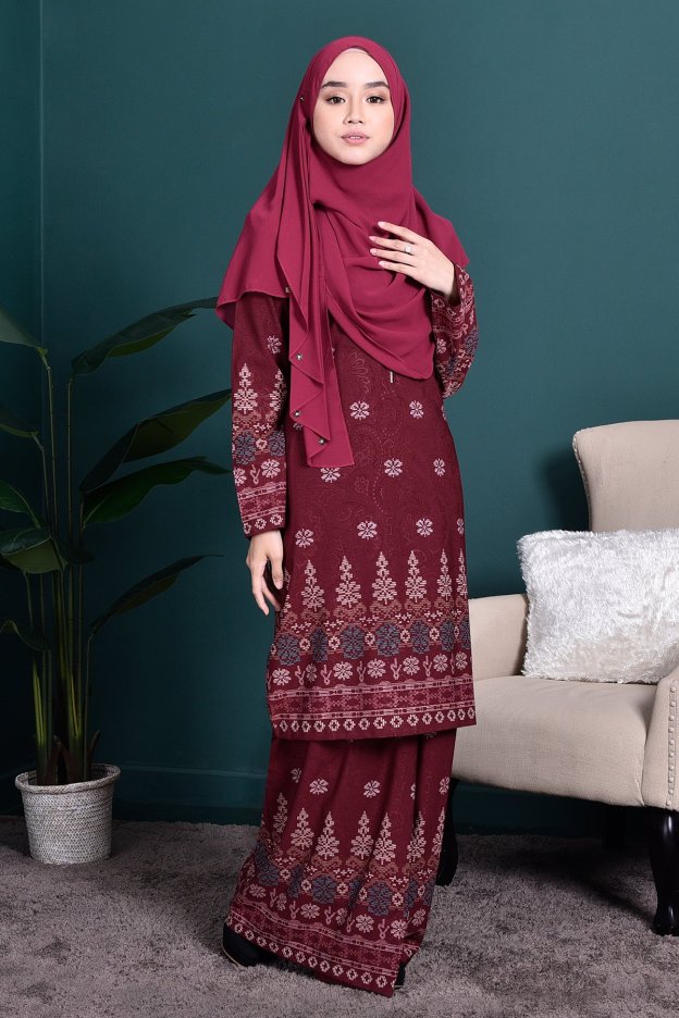 Baju Kurung Songket Amelia - Maroon
