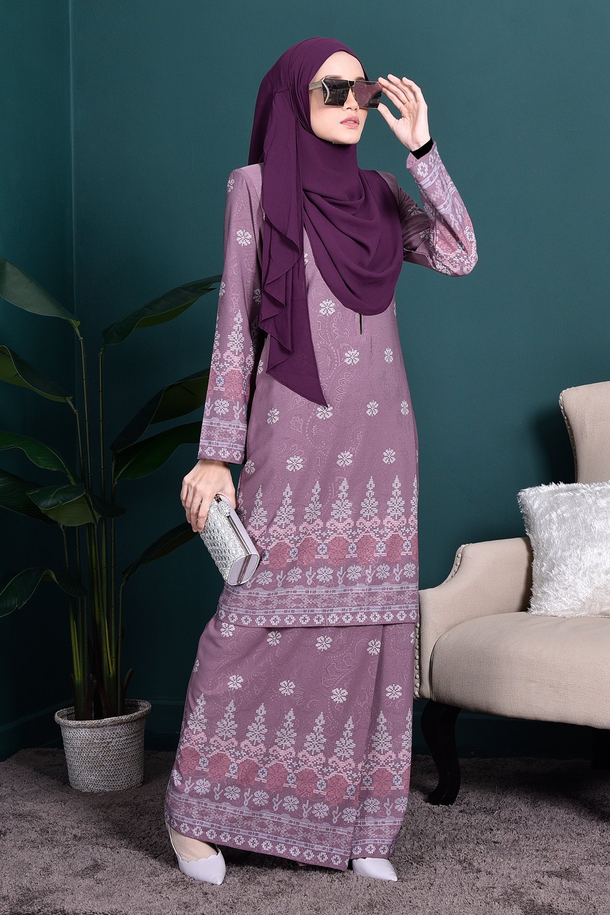 Baju Kurung Songket Amelia - Purple