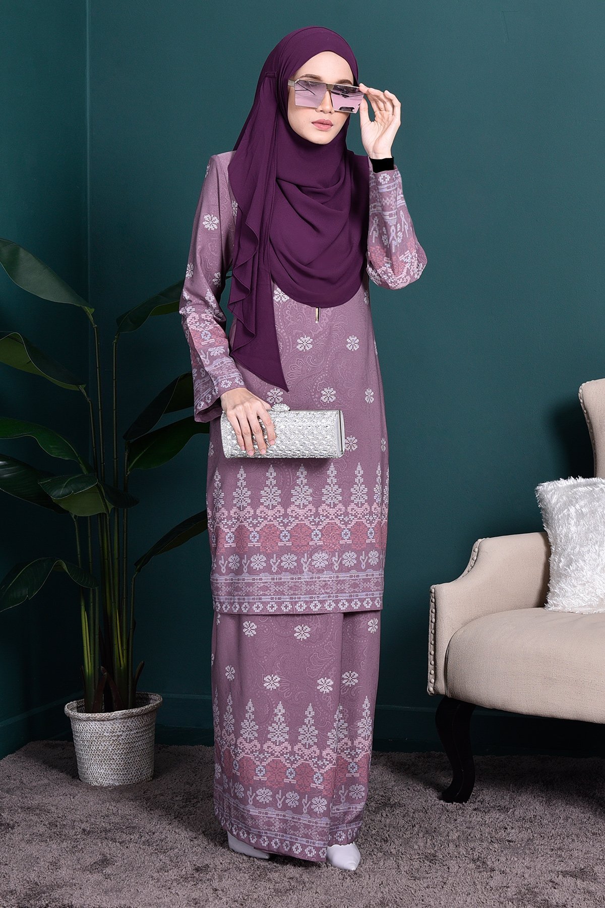 Baju Kurung Songket Amelia - Purple