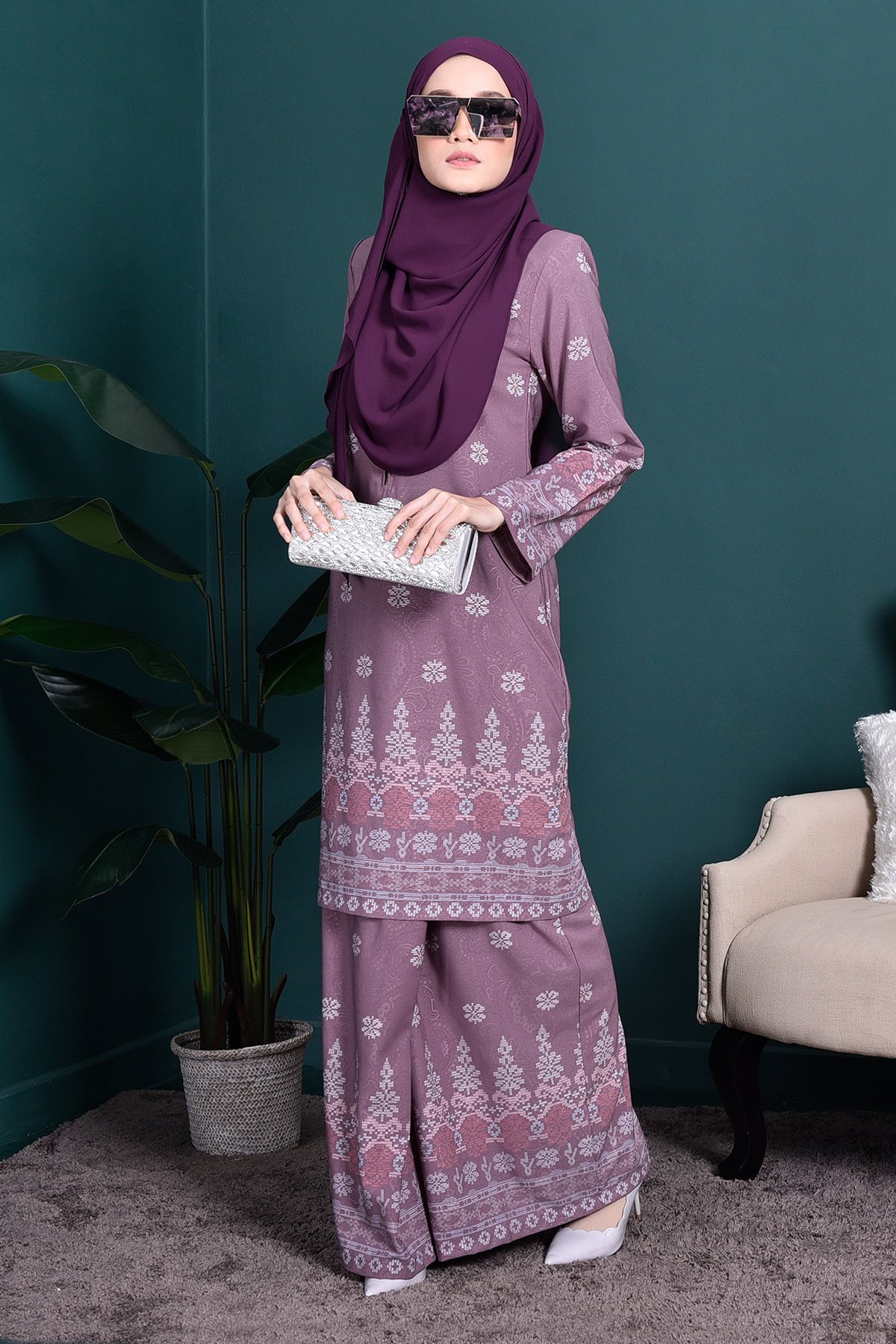 Baju Kurung Songket Amelia - Purple
