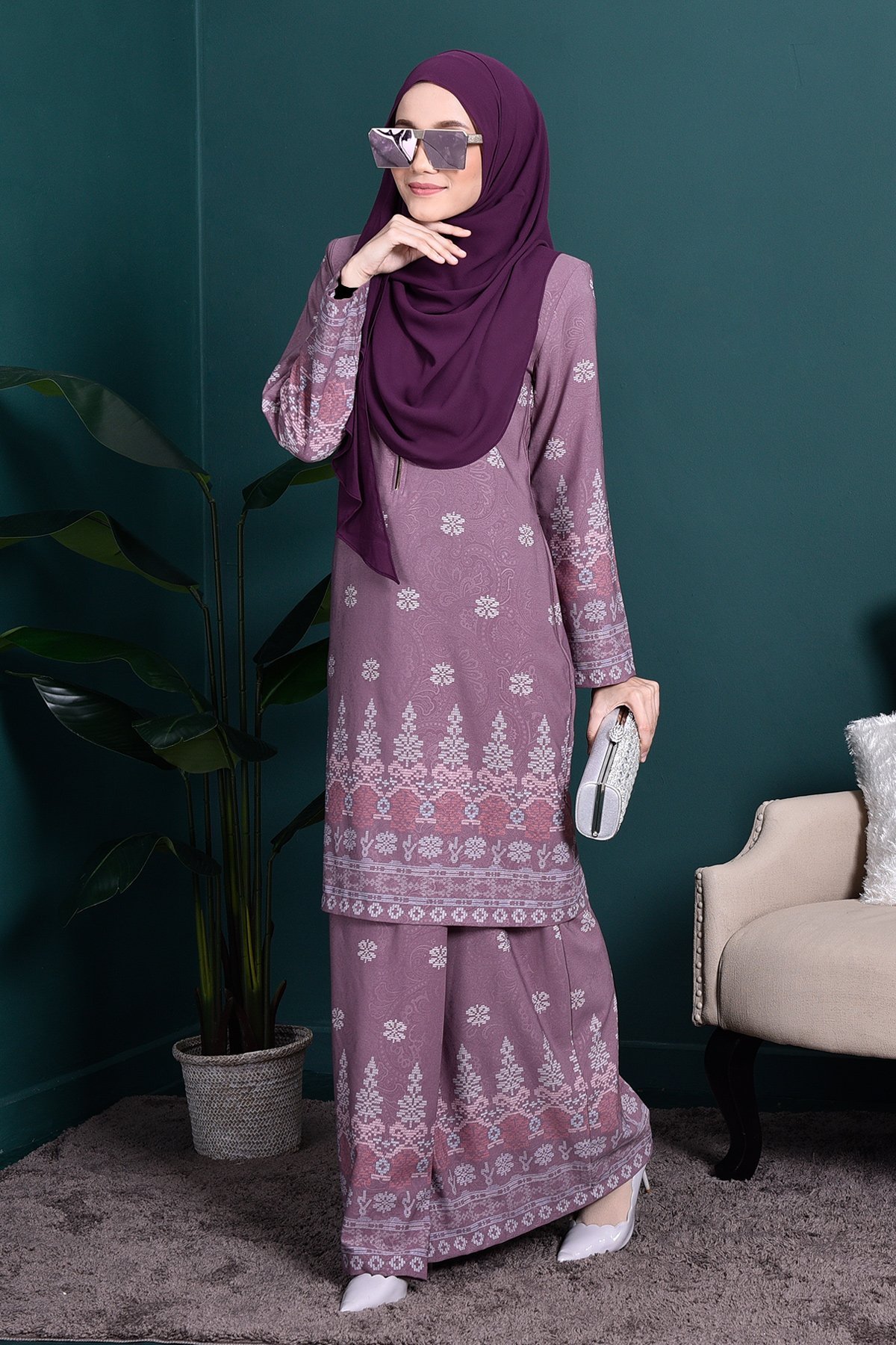 Baju Kurung Songket Amelia - Purple