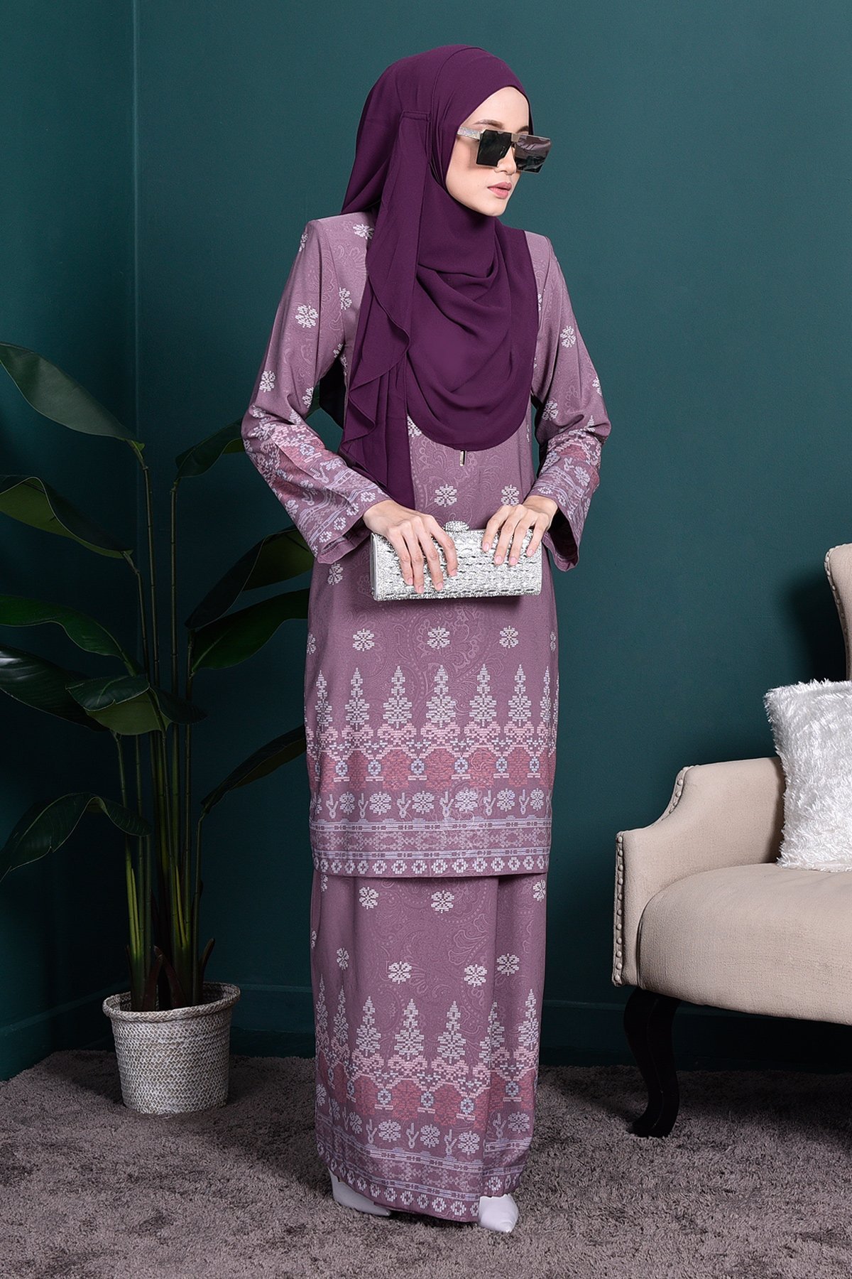Baju Kurung Songket Amelia - Purple