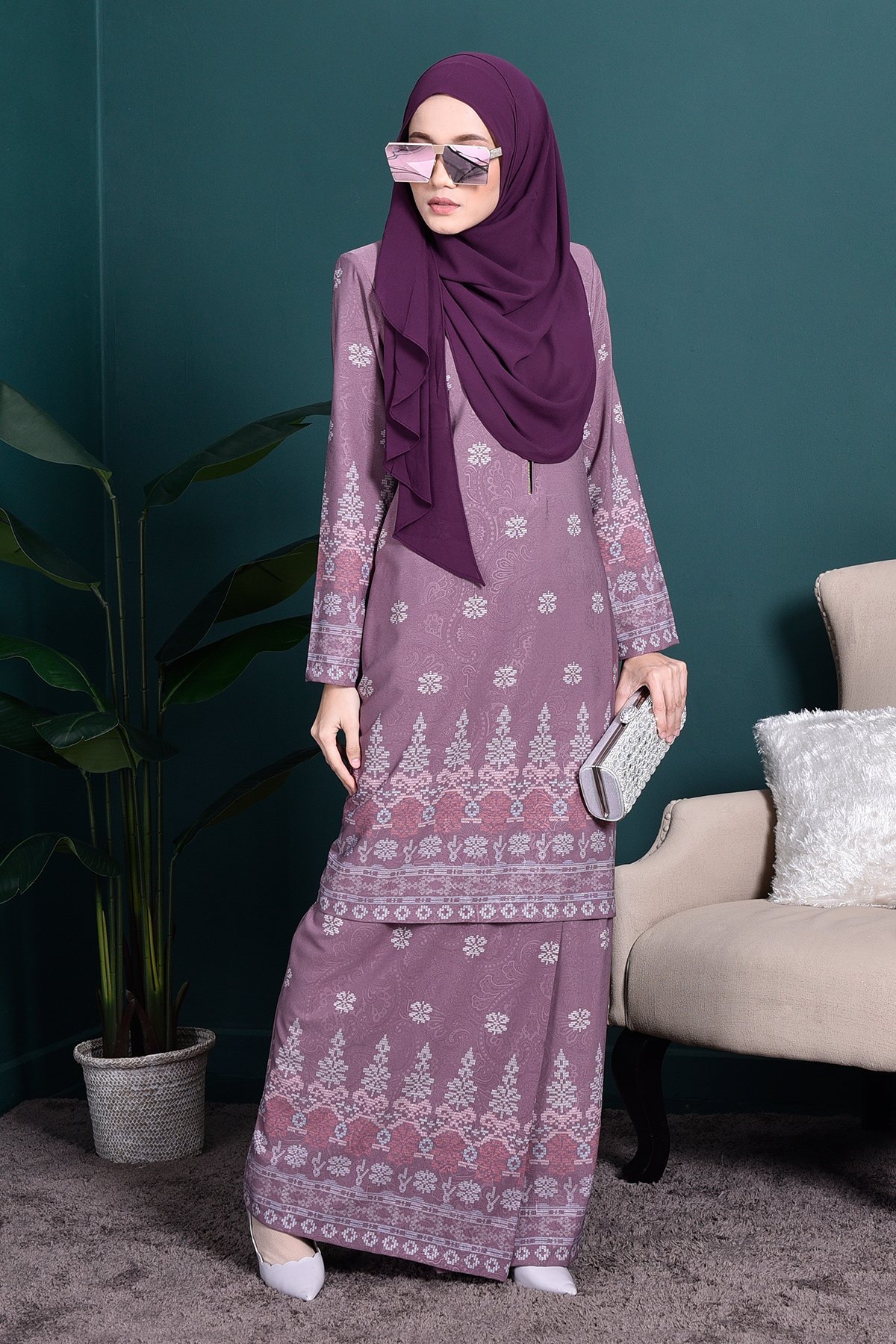 Baju Kurung Songket Amelia - Purple
