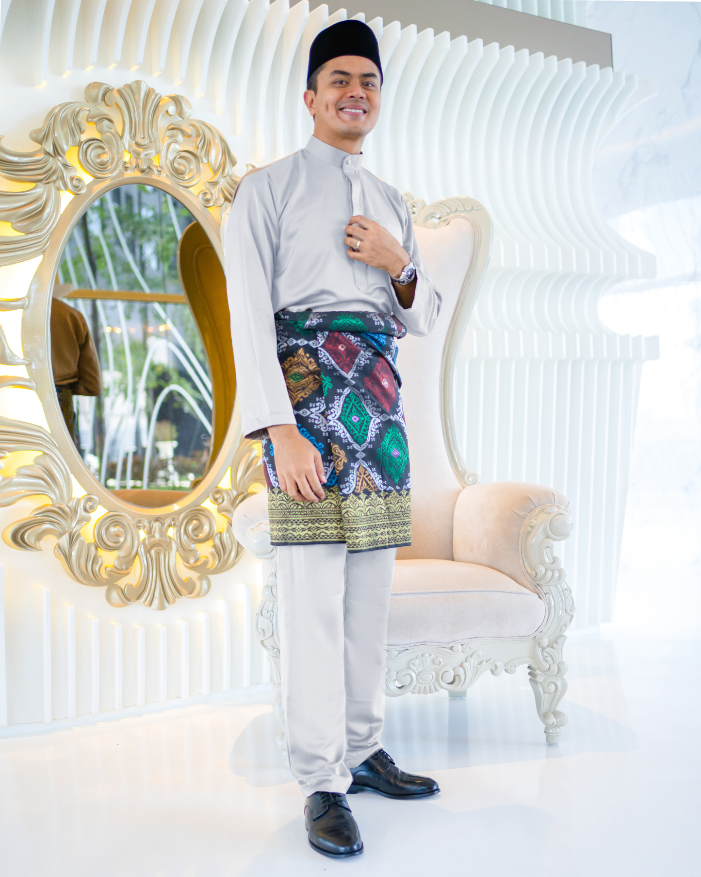 Baju Melayu Isa Slim Fit - Pewter Grey
