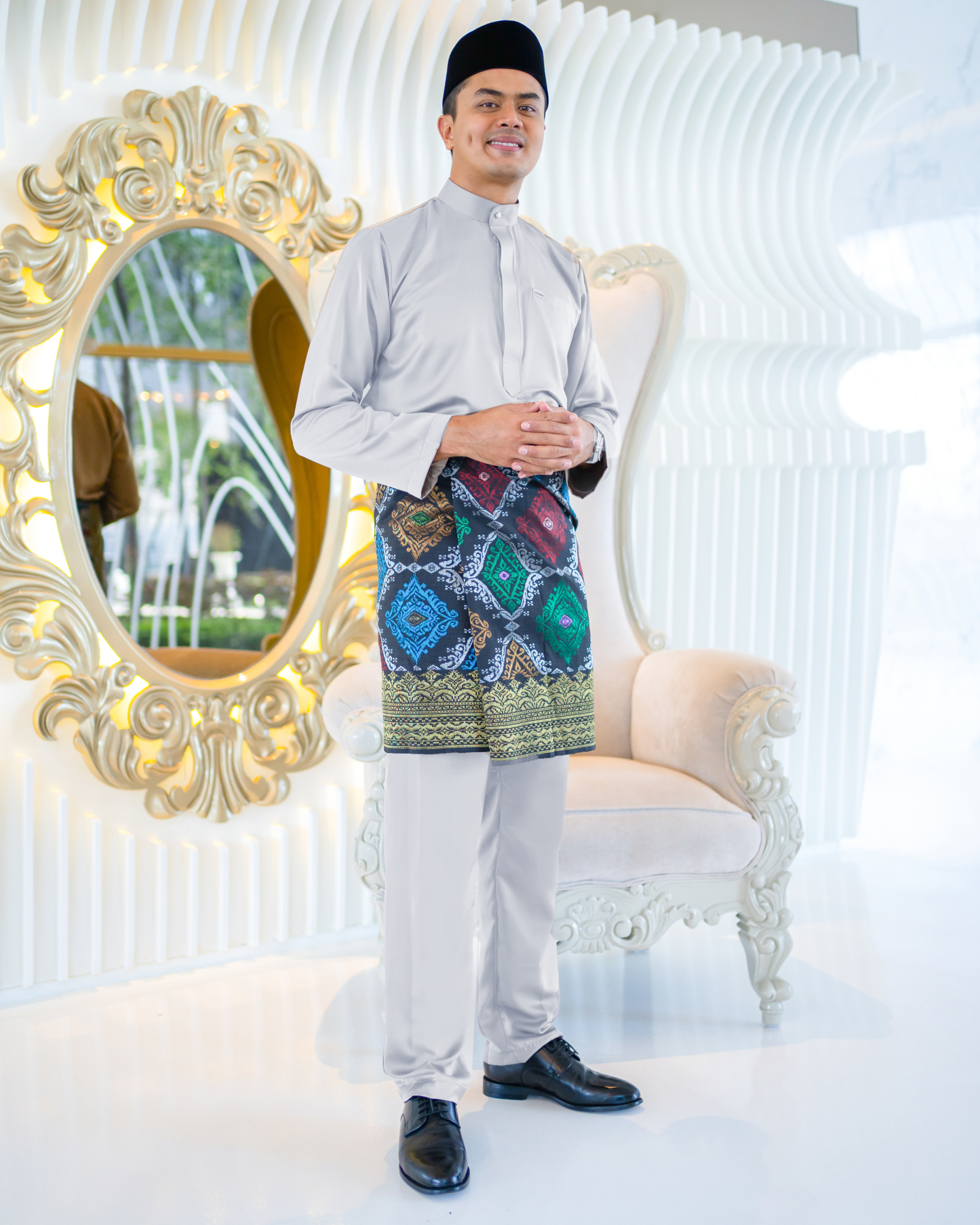 Baju Melayu Isa Slim Fit - Pewter Grey