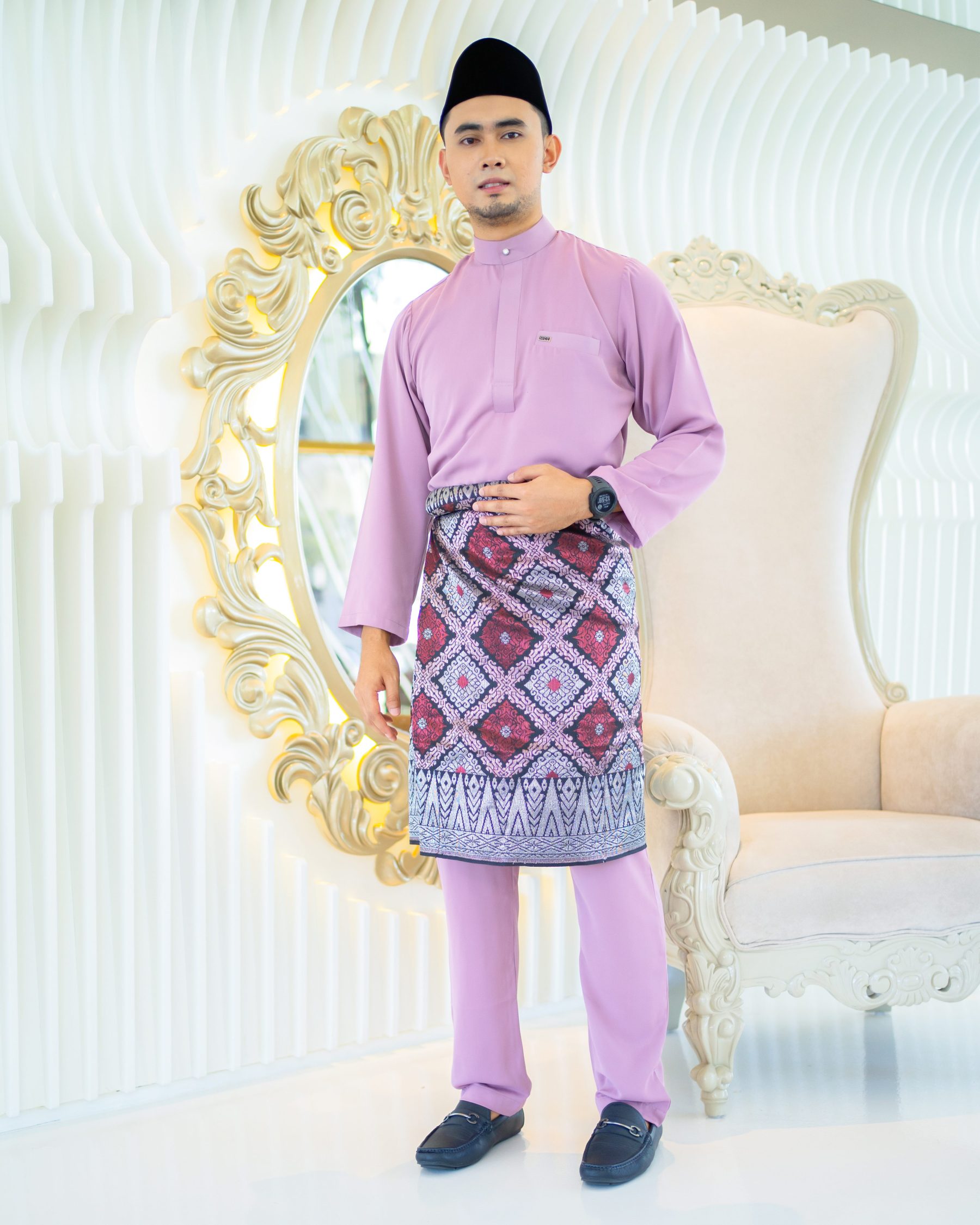 Baju Melayu Isa Slim Fit - Wisteria Purple