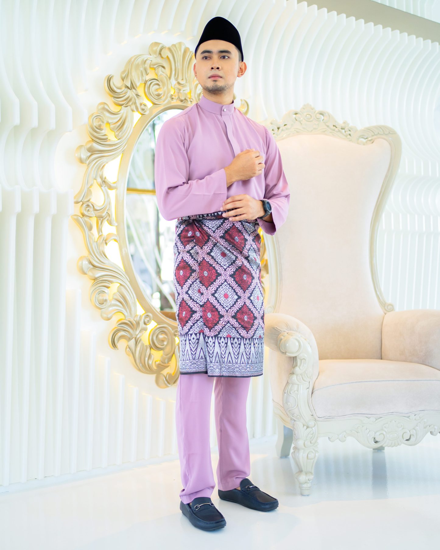 Baju Melayu Isa Slim Fit - Wisteria Purple