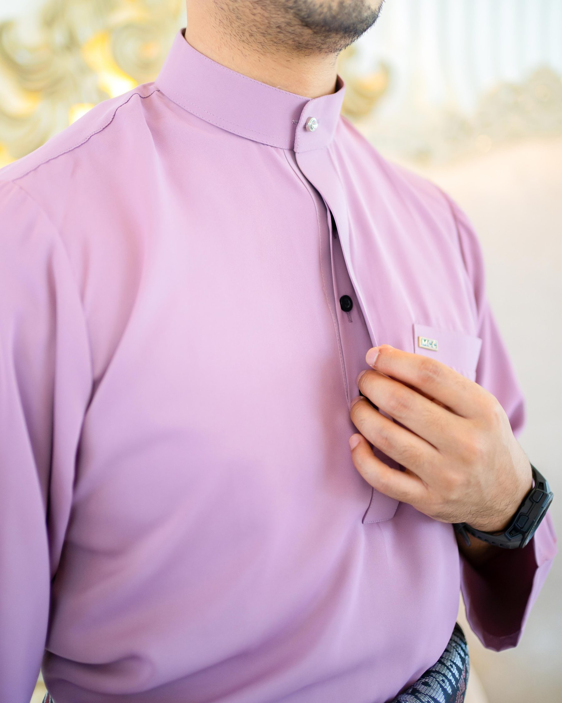 Baju Melayu Isa Slim Fit - Wisteria Purple