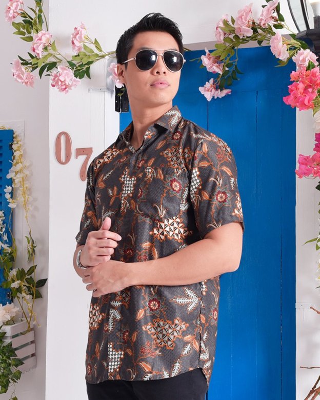 Baju Kemeja Batik Aiman - Ash Grey