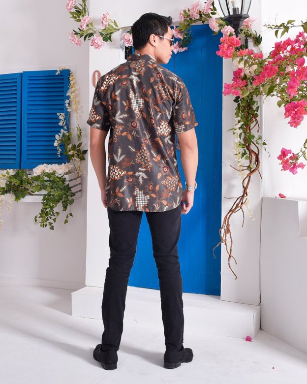 Baju Kemeja Batik Aiman - Ash Grey