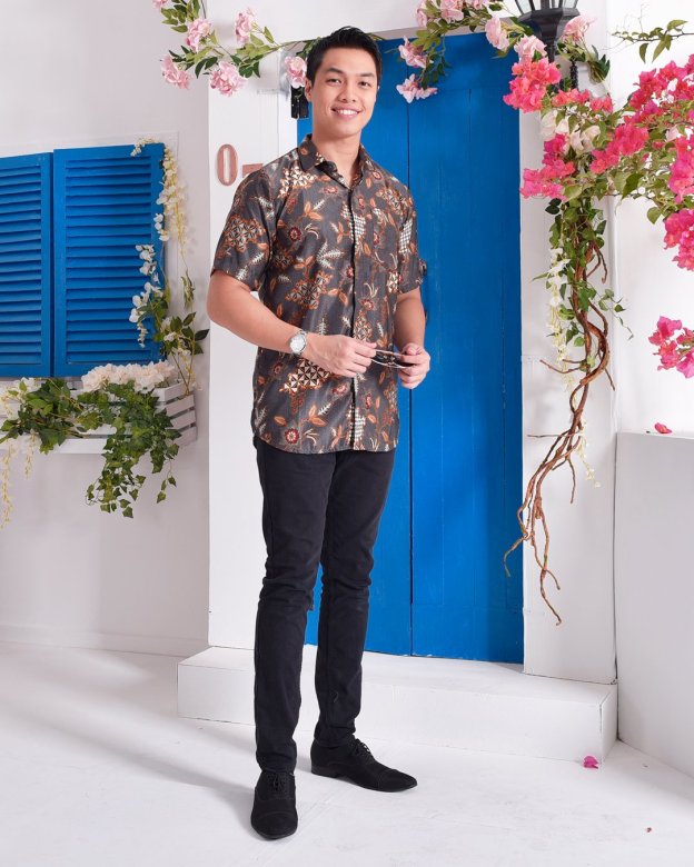 Baju Kemeja Batik Aiman - Ash Grey