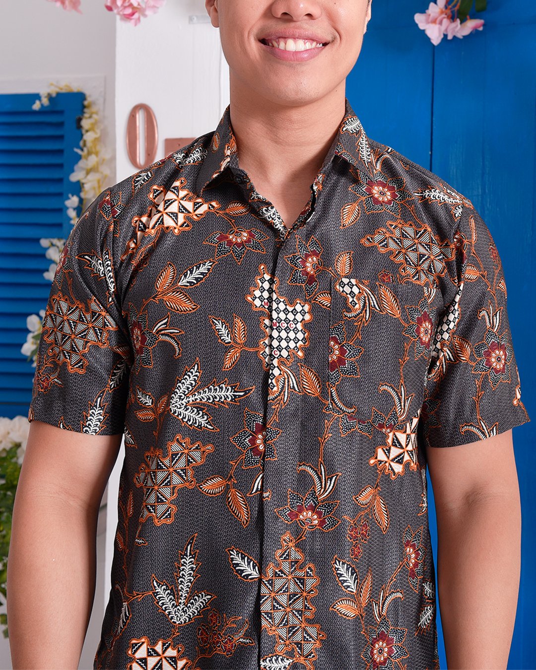 Baju Kemeja Batik Aiman - Ash Grey