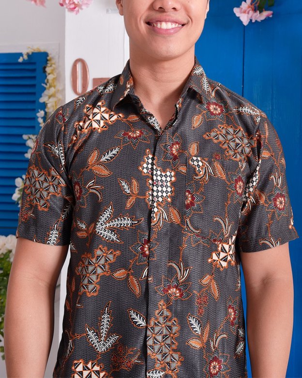 Baju Kemeja Batik Aiman - Ash Grey