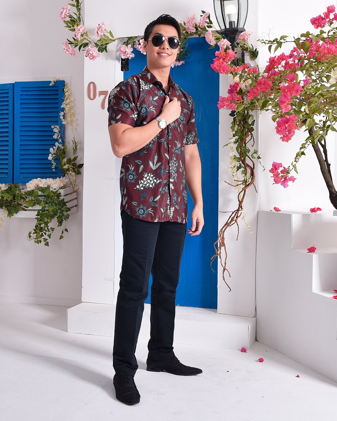 Baju Kemeja Batik Aiman - Garnet Red