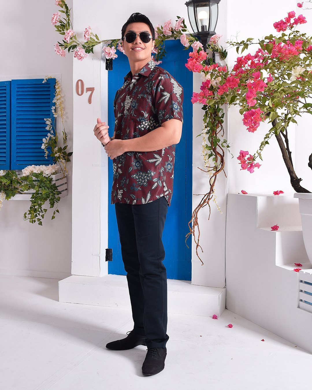 Baju Kemeja Batik Aiman - Garnet Red
