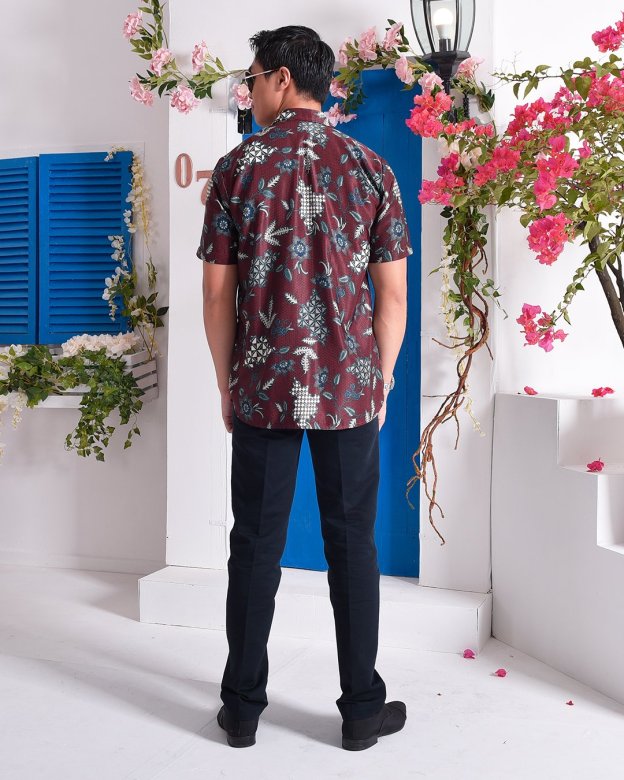 Baju Kemeja Batik Aiman - Garnet Red