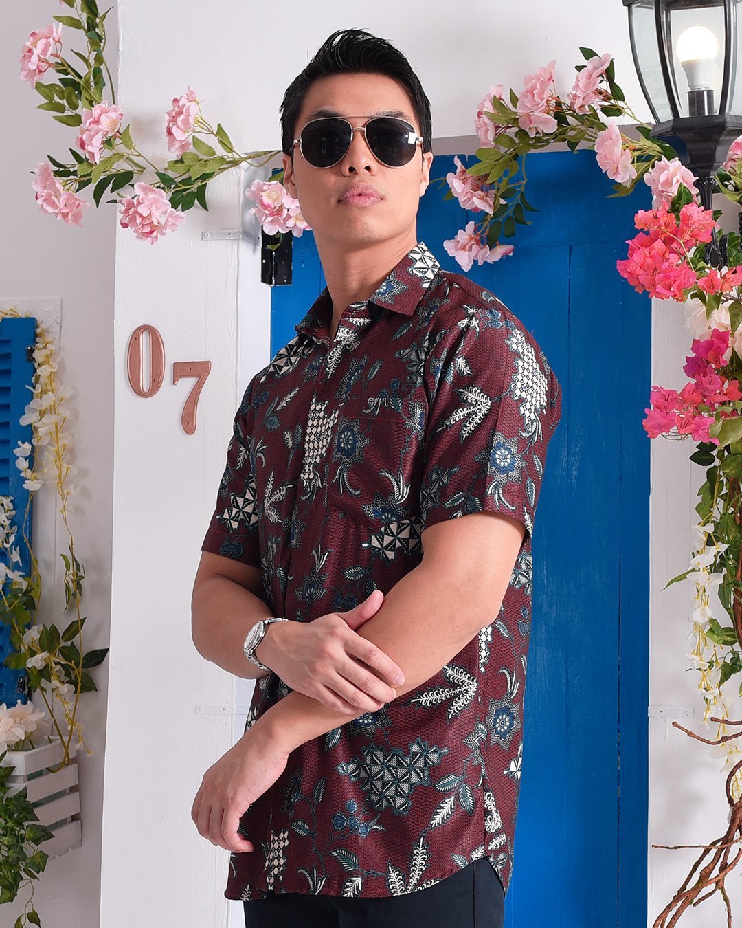 Baju Kemeja Batik Aiman - Garnet Red