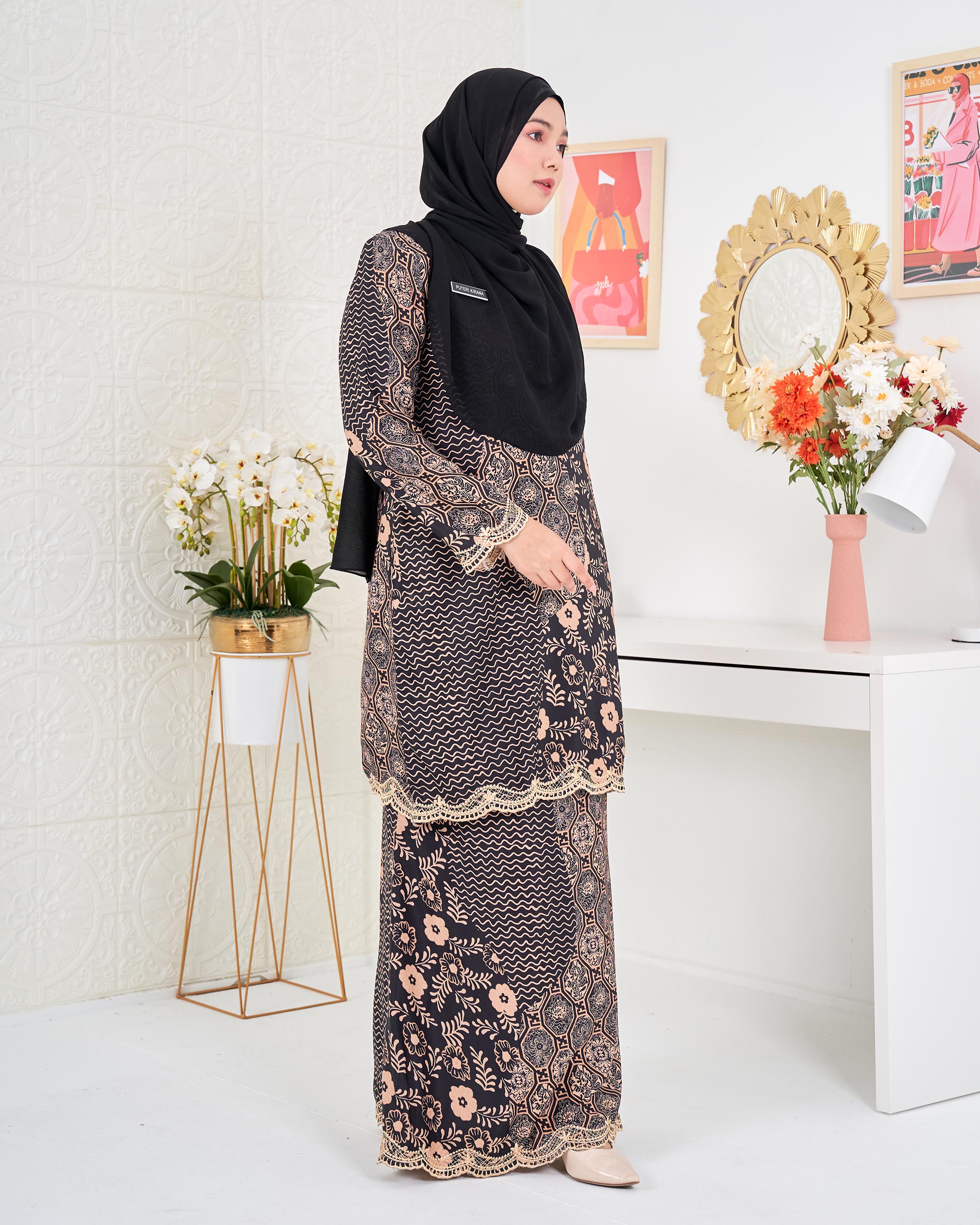 Baju Kurung Moden Batik Puteri Ledang Laluna X MCC - Jade Black