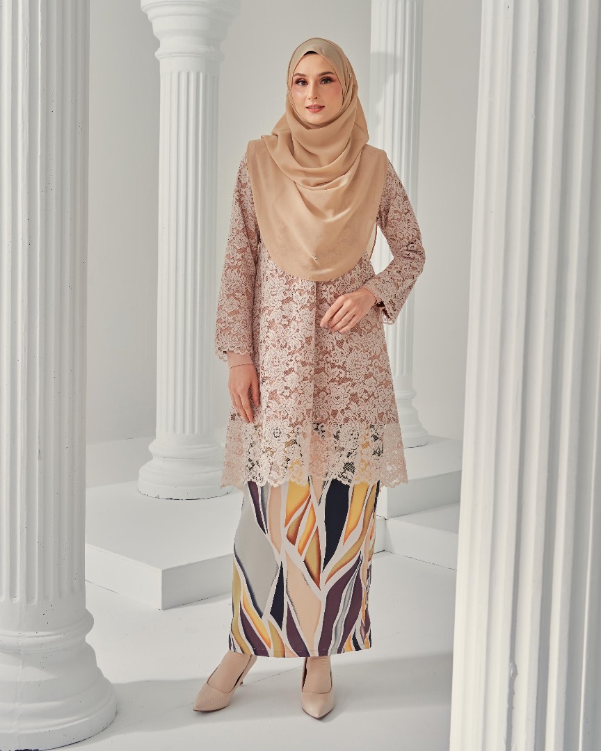 Baju Kurung Lace Alexa Senada
