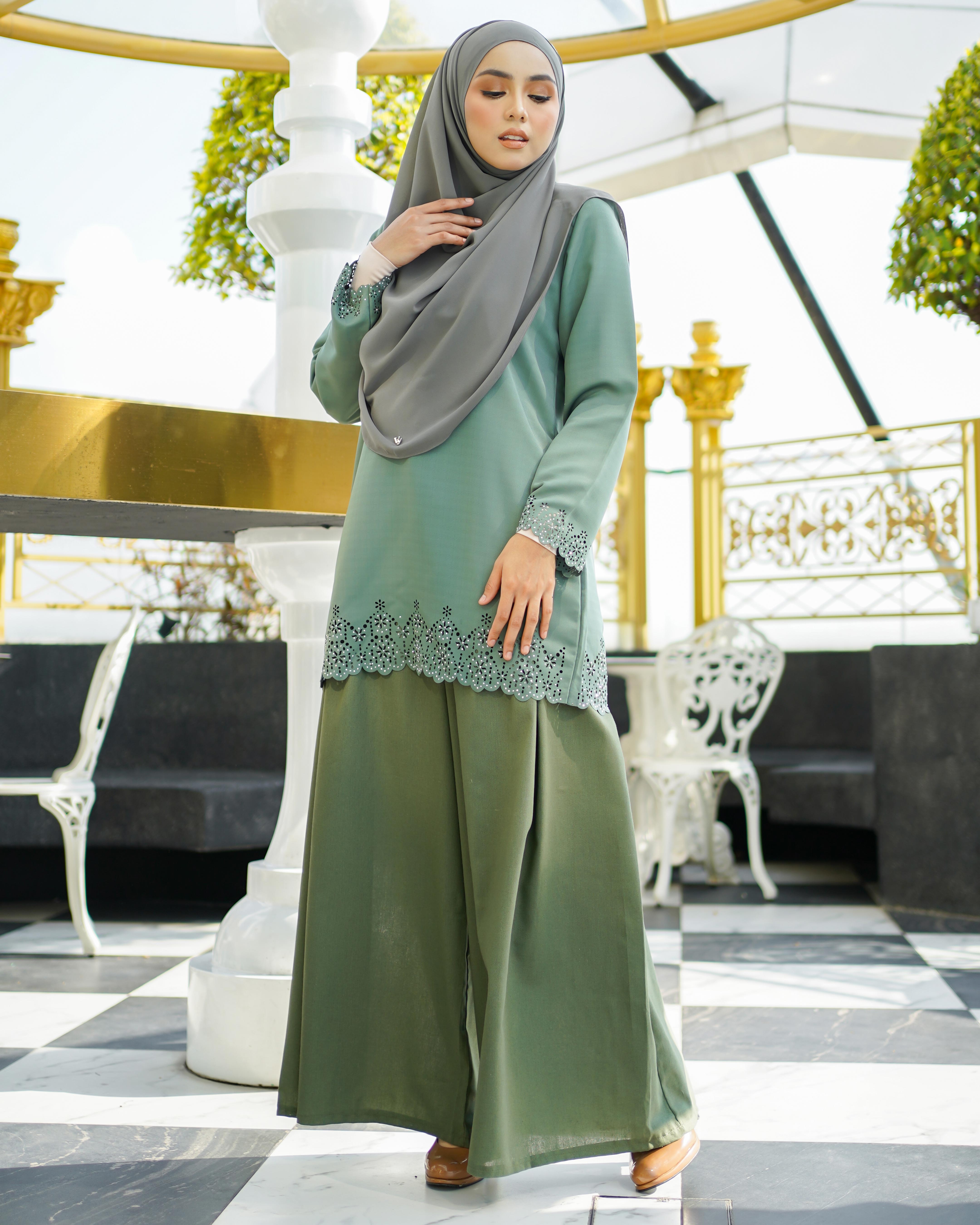 Baju Lasercut Allena - Army Green